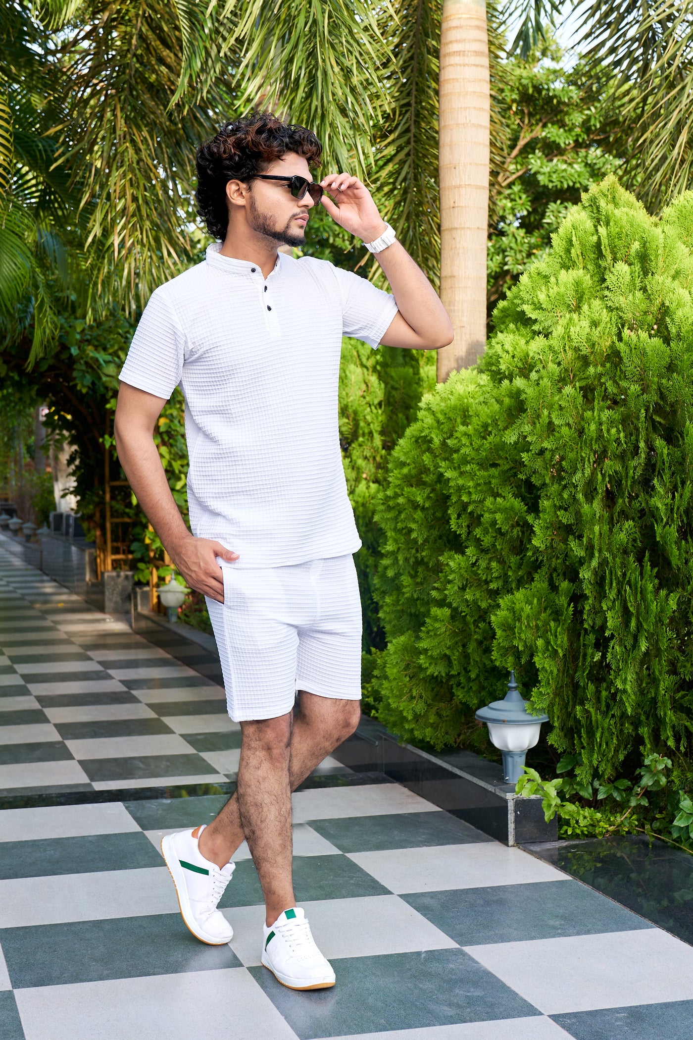 Men's Premium Sugarcane Fabric White Co-Ord Set.