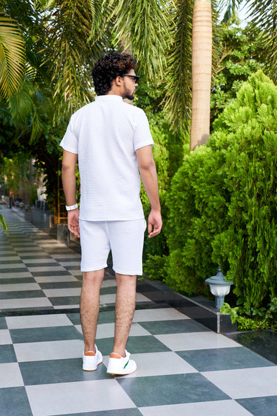 Men's Premium Sugarcane Fabric White Co-Ord Set.