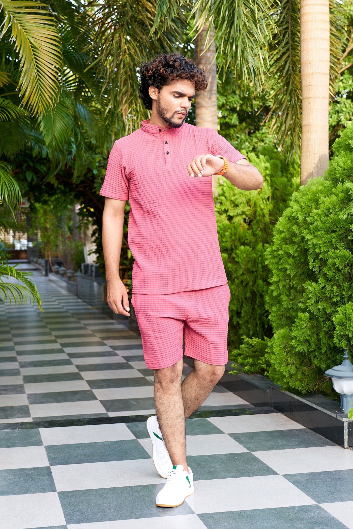 Men's Premium Sugarcane Fabric Peach Co-Ord Set.