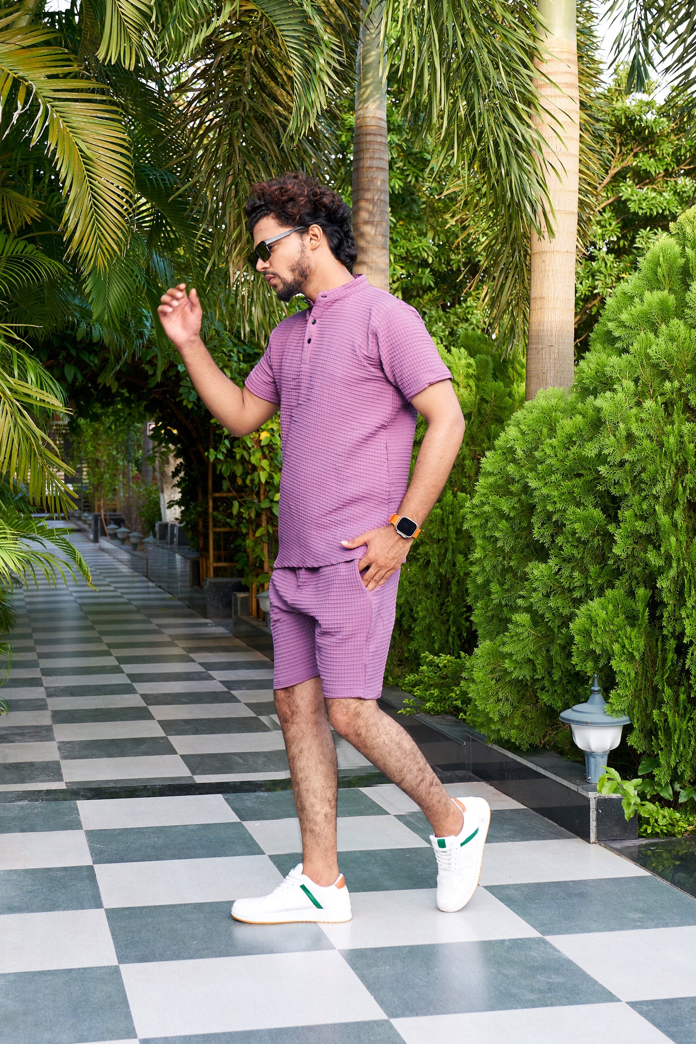 Men's Premium Sugarcane Fabric Purple Co-Ord Set.