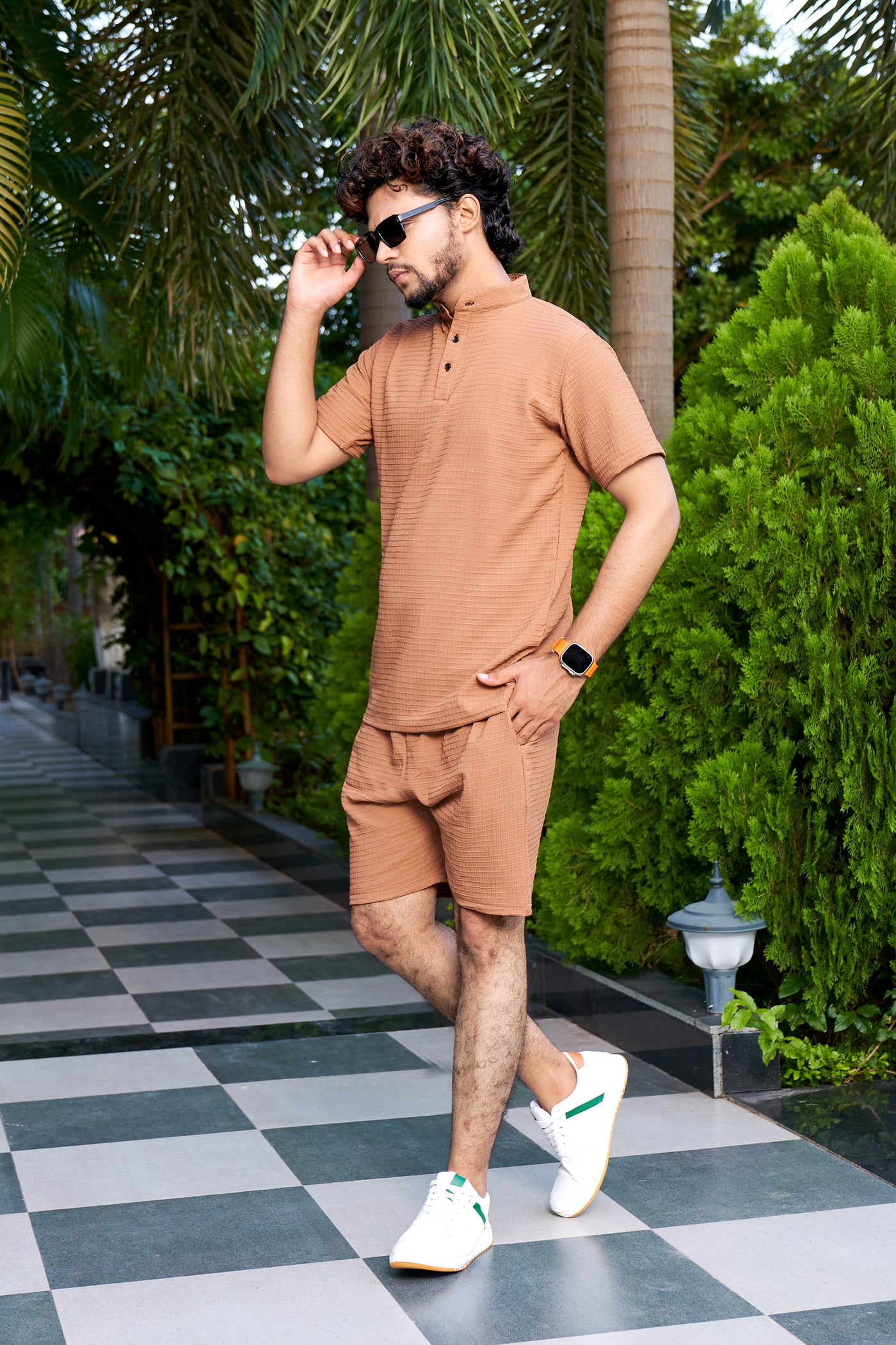 Men's Premium Sugarcane Fabric Orange Co-Ord Set.