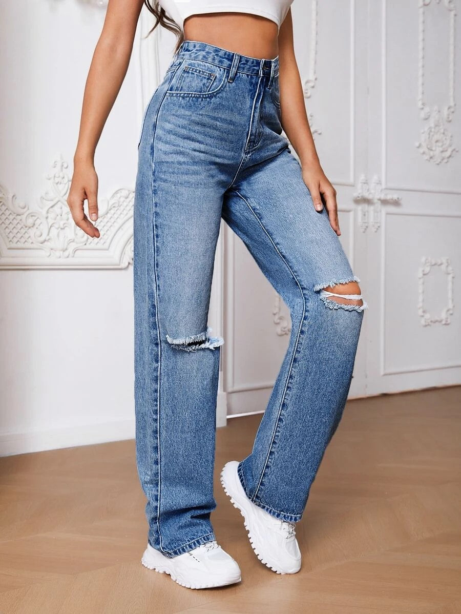 MEELANA Women's Black 2 CUT Jeans