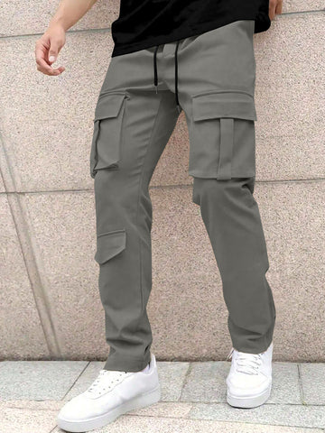 Men’s Classic Tie Pocket Track Pants.Men's Stretch Fit Trousers.Simple Casual Straight Leg Cargo Pants for Men.
