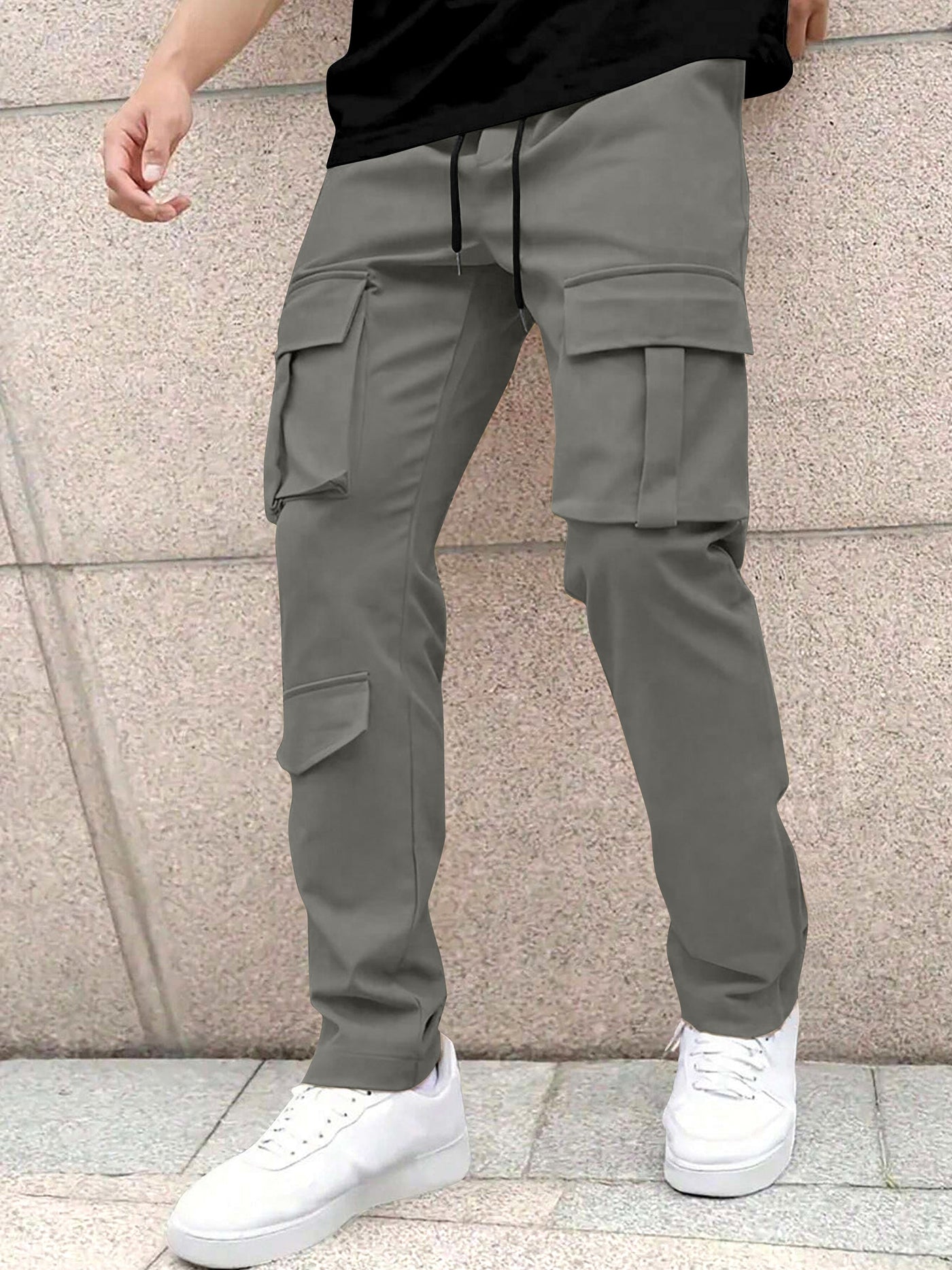 Men’s Classic Tie Pocket Track Pants.Men's Stretch Fit Trousers.Simple Casual Straight Leg Cargo Pants for Men.