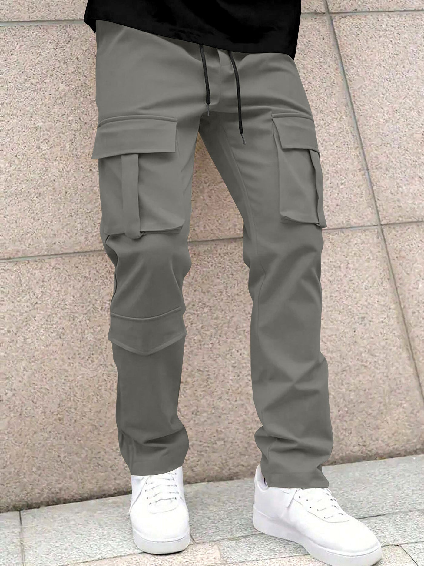 Men’s Classic Tie Pocket Track Pants.Men's Stretch Fit Trousers.Simple Casual Straight Leg Cargo Pants for Men.