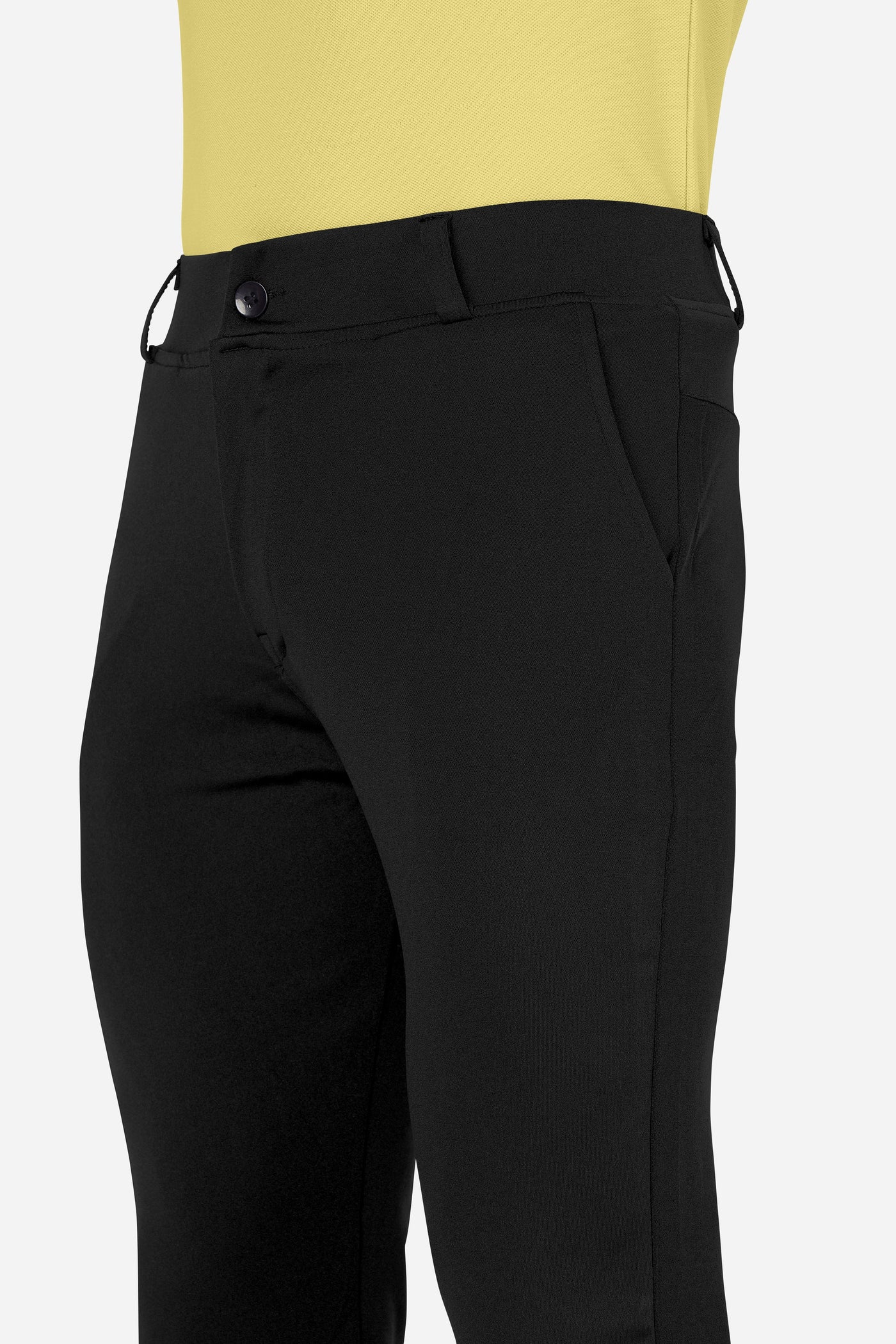 Formal Stretchable Black Pant with Expandable Waist for Men. Regular Fit, Flat Front, Premium Lycra Fabric Pants for Office, Party and Casual Wear
