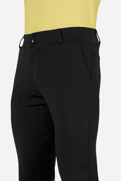 Formal Stretchable Black Pant with Expandable Waist for Men. Regular Fit, Flat Front, Premium Lycra Fabric Pants for Office, Party and Casual Wear