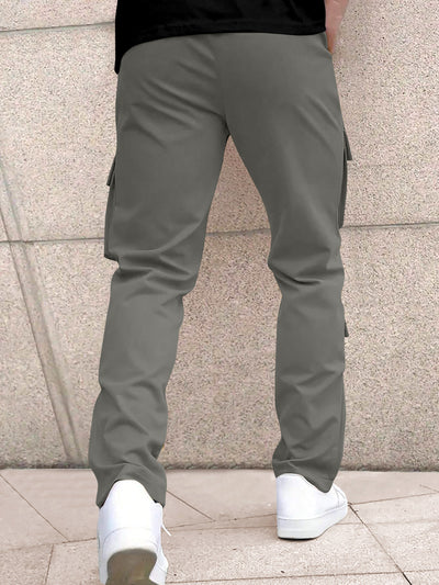 Men’s Classic Tie Pocket Track Pants.Men's Stretch Fit Trousers.Simple Casual Straight Leg Cargo Pants for Men.