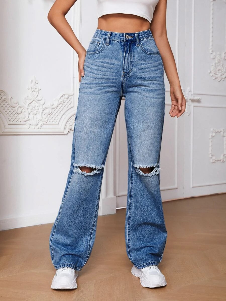 MEELANA Women's Black 2 CUT Jeans