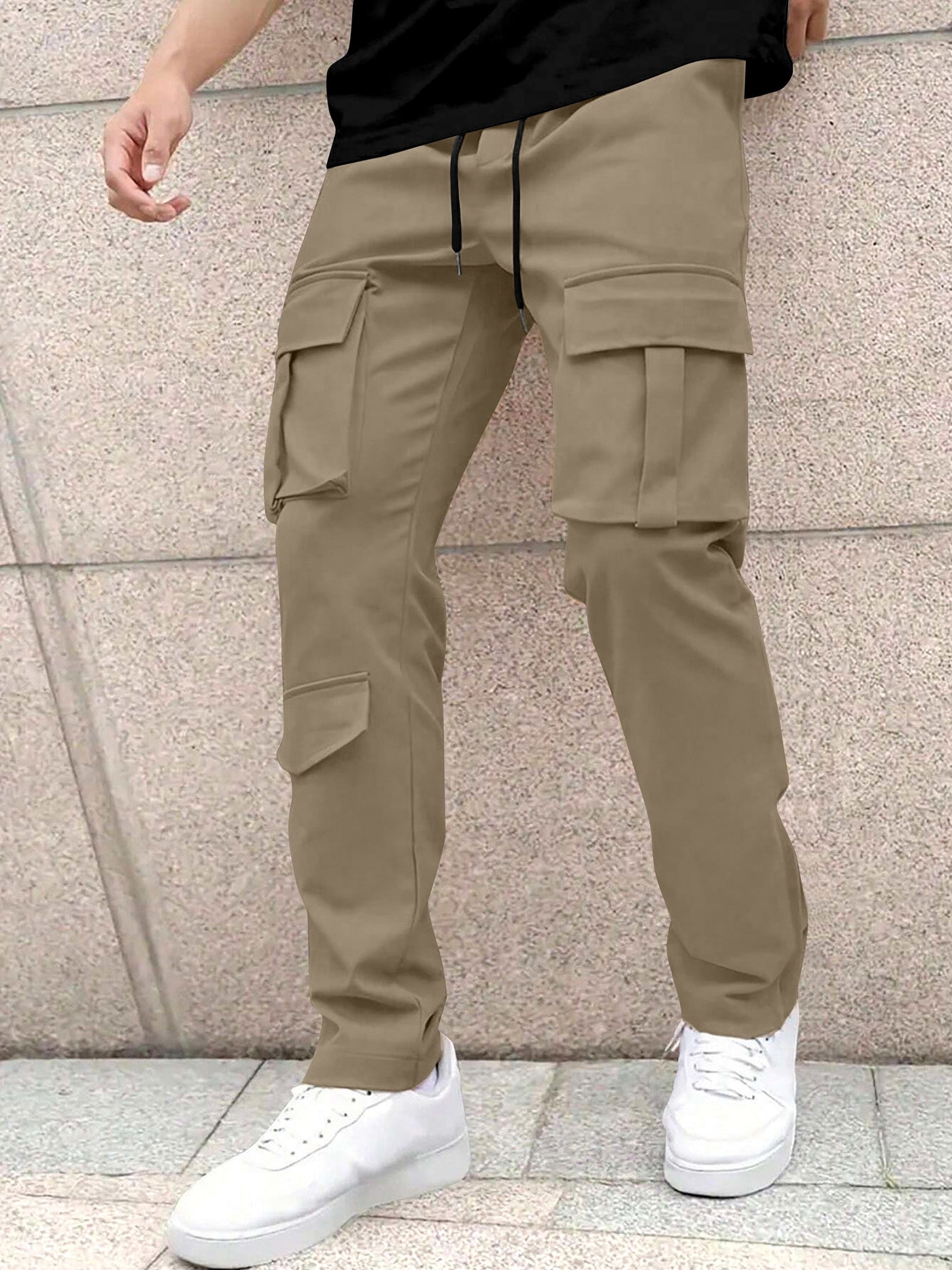 Men’s Classic Tie Pocket Track Pants.Men's Stretch Fit Trousers.Simple Casual Straight Leg Cargo Pants for Men.