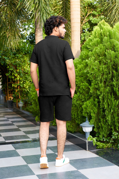 Men's Premium Sugarcane Fabric Black Co-Ord Set.