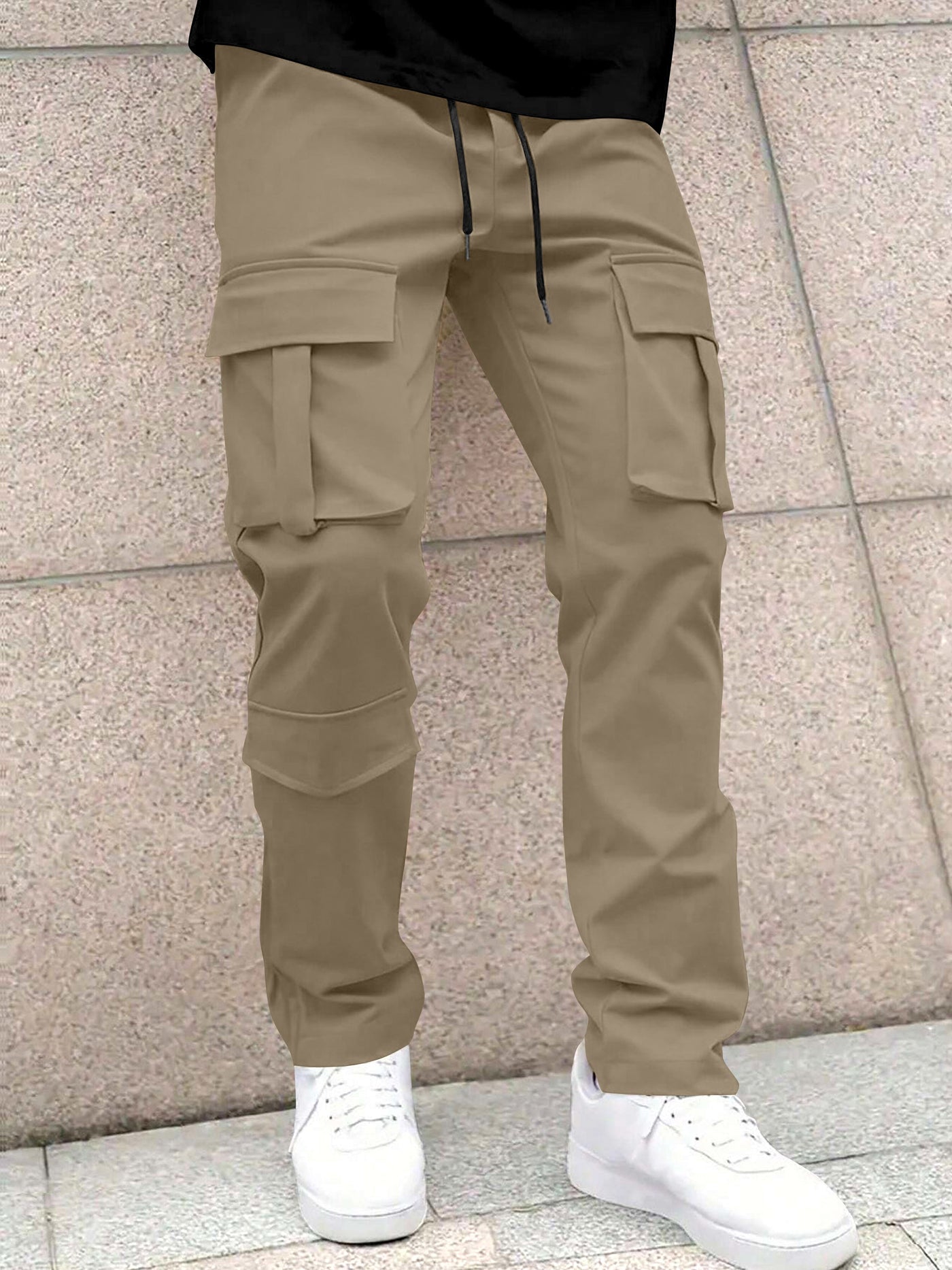 Men’s Classic Tie Pocket Track Pants.Men's Stretch Fit Trousers.Simple Casual Straight Leg Cargo Pants for Men.