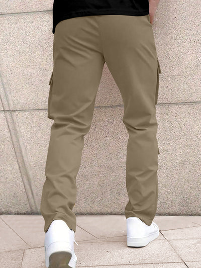 Men’s Classic Tie Pocket Track Pants.Men's Stretch Fit Trousers.Simple Casual Straight Leg Cargo Pants for Men.