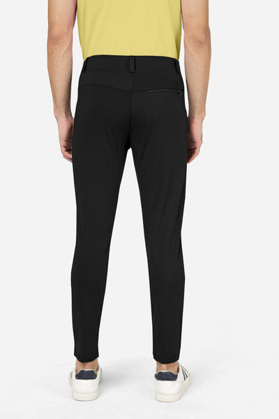 Formal Stretchable Black Pant with Expandable Waist for Men. Regular Fit, Flat Front, Premium Lycra Fabric Pants for Office, Party and Casual Wear