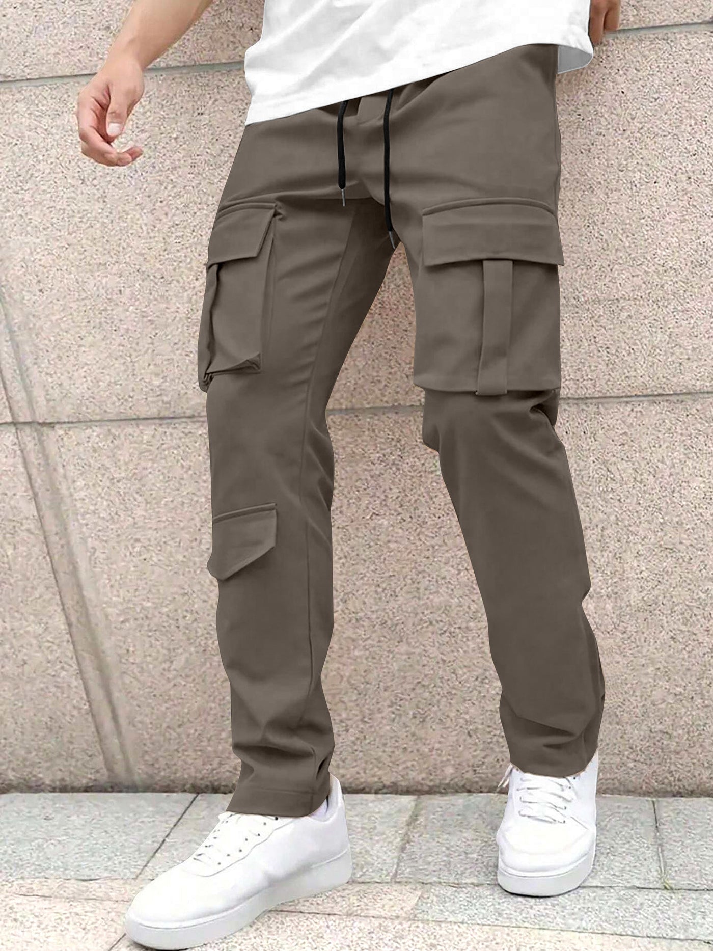 Men’s Classic Tie Pocket Track Pants.Men's Stretch Fit Trousers.Simple Casual Straight Leg Cargo Pants for Men.