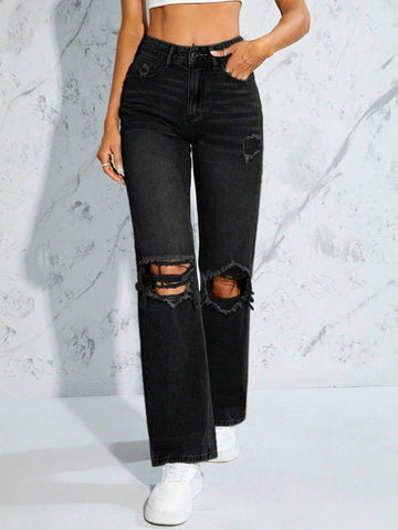 MEELANA Women's Black 2 CUT Jeans