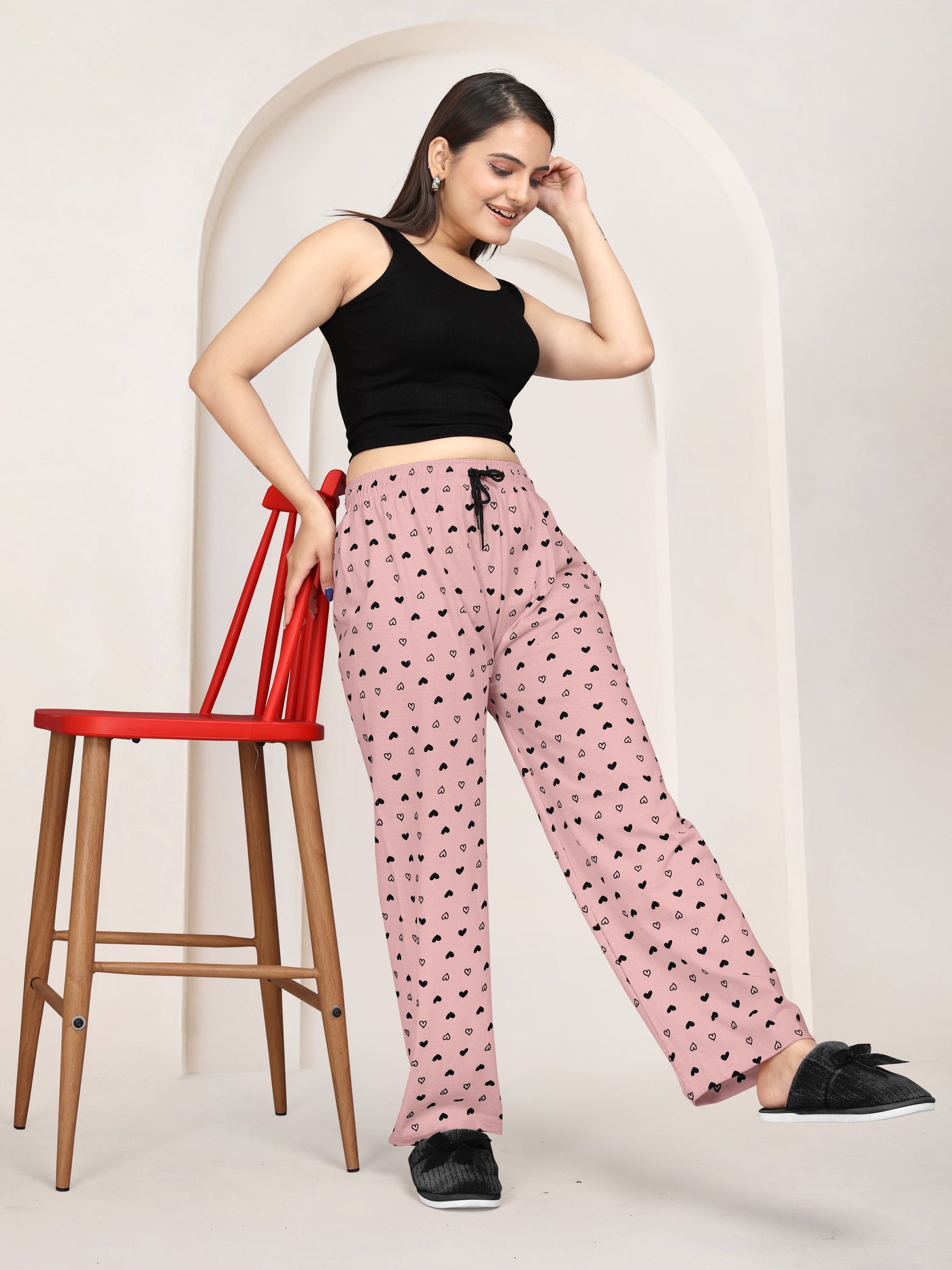 Women Printed Regular Fit Pyjamas(Maroon/Baby Pink)(Pack Of 2)