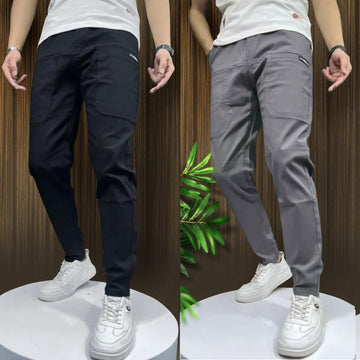 Pack Of 2 | 6-Pocket Cargo Pants | Black&Grey