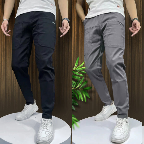 Pack Of 2 | 6-Pocket Cargo Pants | Black&Grey