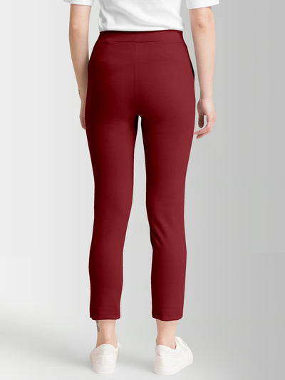 Women's Maroon Skinny Fit High Rise Clean Look Regular Length Stretchable Trouser.Track Pant.Jogger.Pant.Body Fit Pent.Formal Trouser.