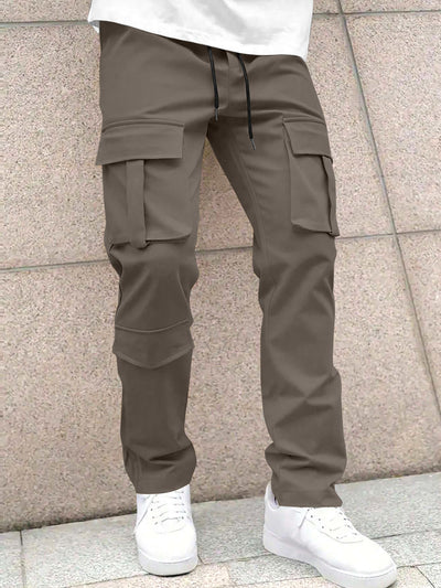 Men’s Classic Tie Pocket Track Pants.Men's Stretch Fit Trousers.Simple Casual Straight Leg Cargo Pants for Men.