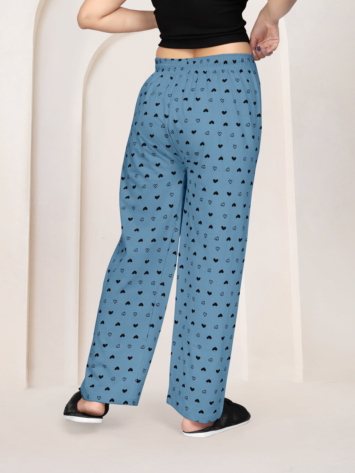 Women Printed Regular Fit Pyjamas(Pink/Sky Blue)(Pack Of 2)