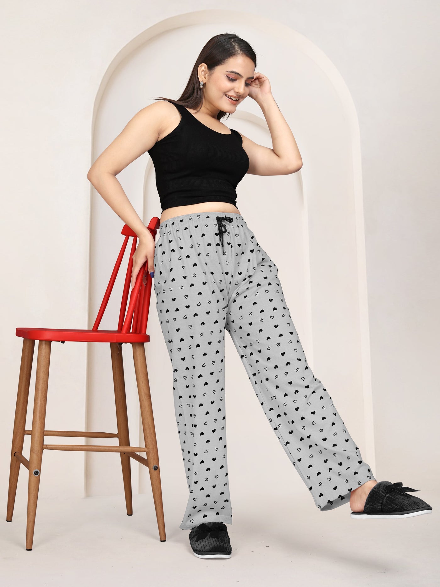 Women Printed Regular Fit Pyjamas(Navy Blue/Light Grey)(Pack Of 2)
