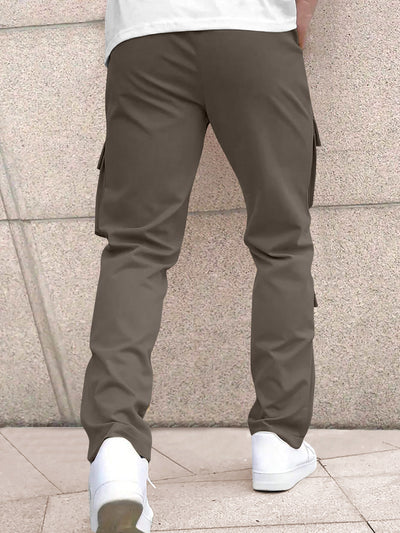 Men’s Classic Tie Pocket Track Pants.Men's Stretch Fit Trousers.Simple Casual Straight Leg Cargo Pants for Men.