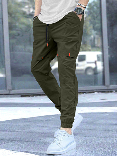 Cargo Cotton Pants in DarkGreen and White.Cargos for Men.Track Pant for Boys amd Men.Oversize Cargo Trouser.Men's Oversized Cargo Utility Joggers.Multi Poket pent.