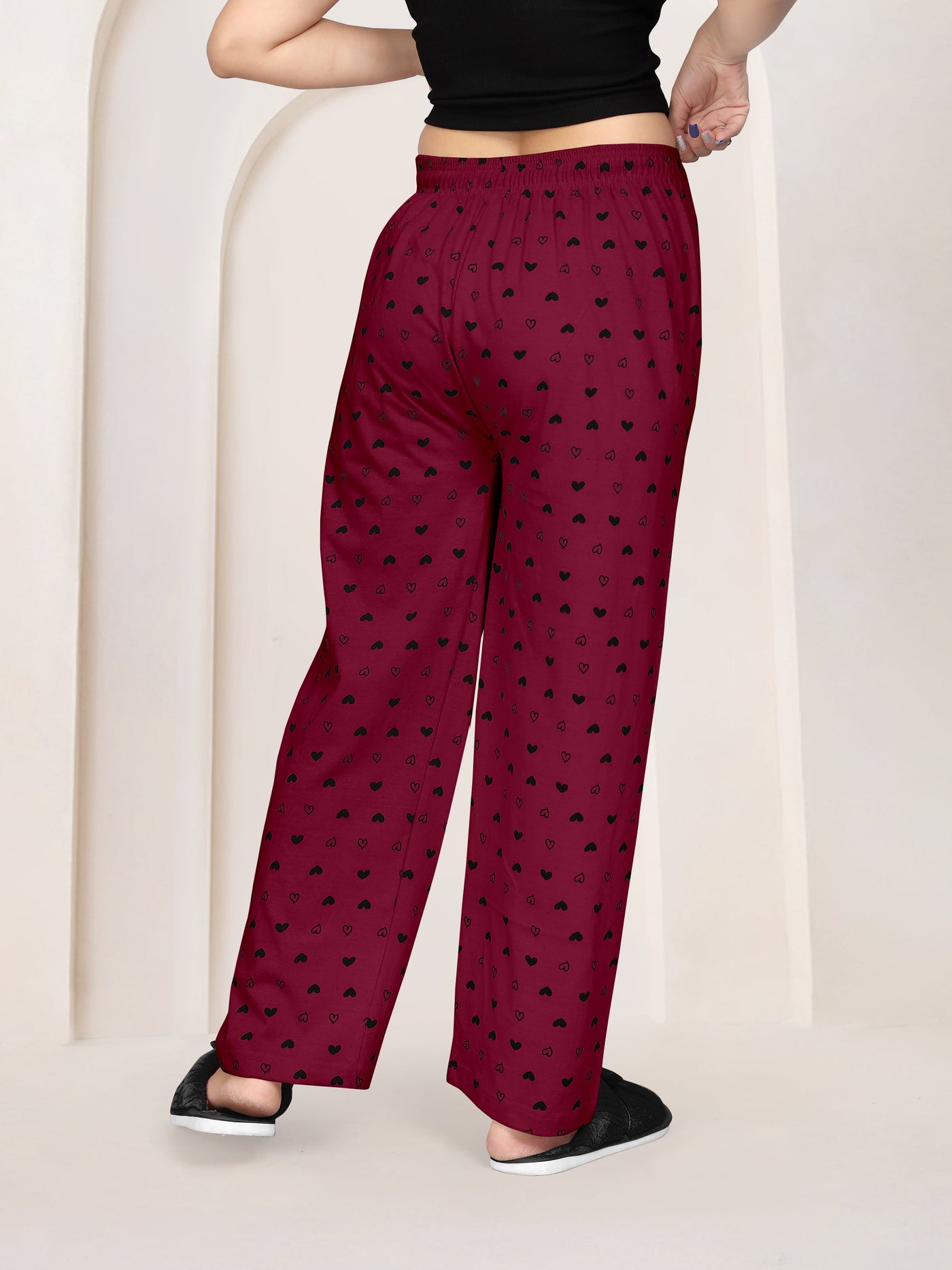 Women Printed Regular Fit Pyjamas(Grey/Maroon)(Pack Of 2)