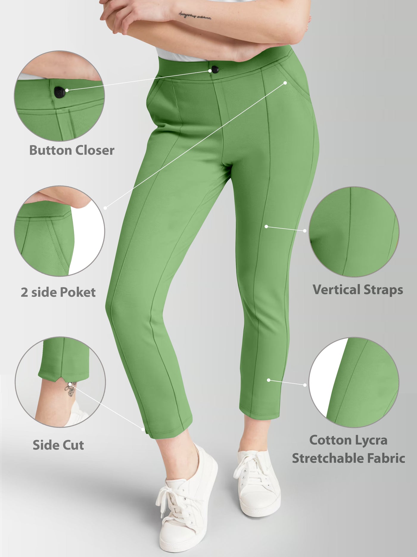 Women's Pista Skinny Fit High Rise Clean Look Regular Length Stretchable Trouser.Track Pant.Jogger.Pant.Body Fit Pent.Formal Trouser.