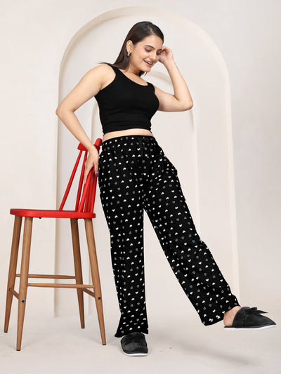 Women Printed Regular Fit Pyjamas(Black/Navy Blue)(Pack Of 2)