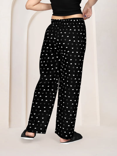 Women Printed Regular Fit Pyjamas(Black/Navy Blue)(Pack Of 2)