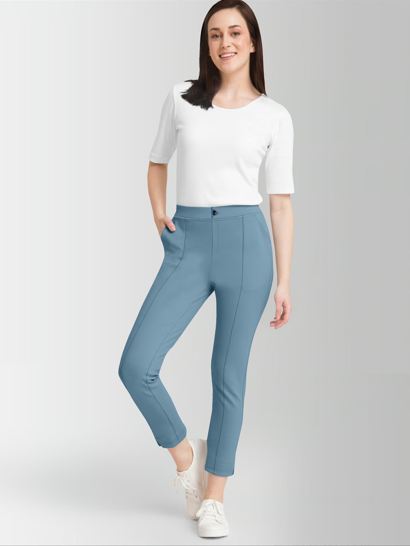 Women's Mint Skinny Fit High Rise Clean Look Regular Length Stretchable Trouser.Track Pant.Jogger.Pant.Body Fit Pent.Formal Trouser.
