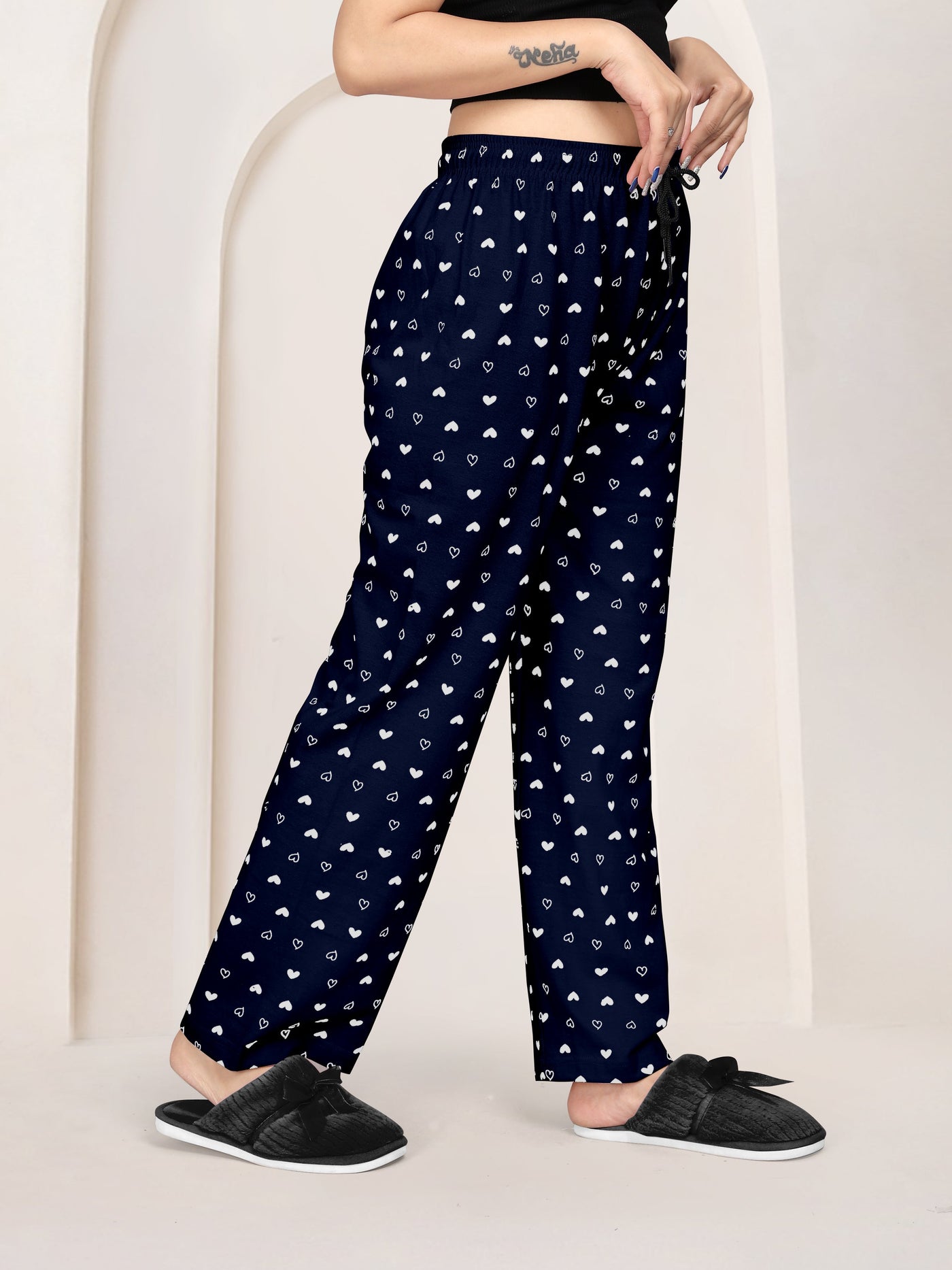 Women Printed Regular Fit Pyjamas(Navy Blue/Baby Pink)(Pack Of 2)