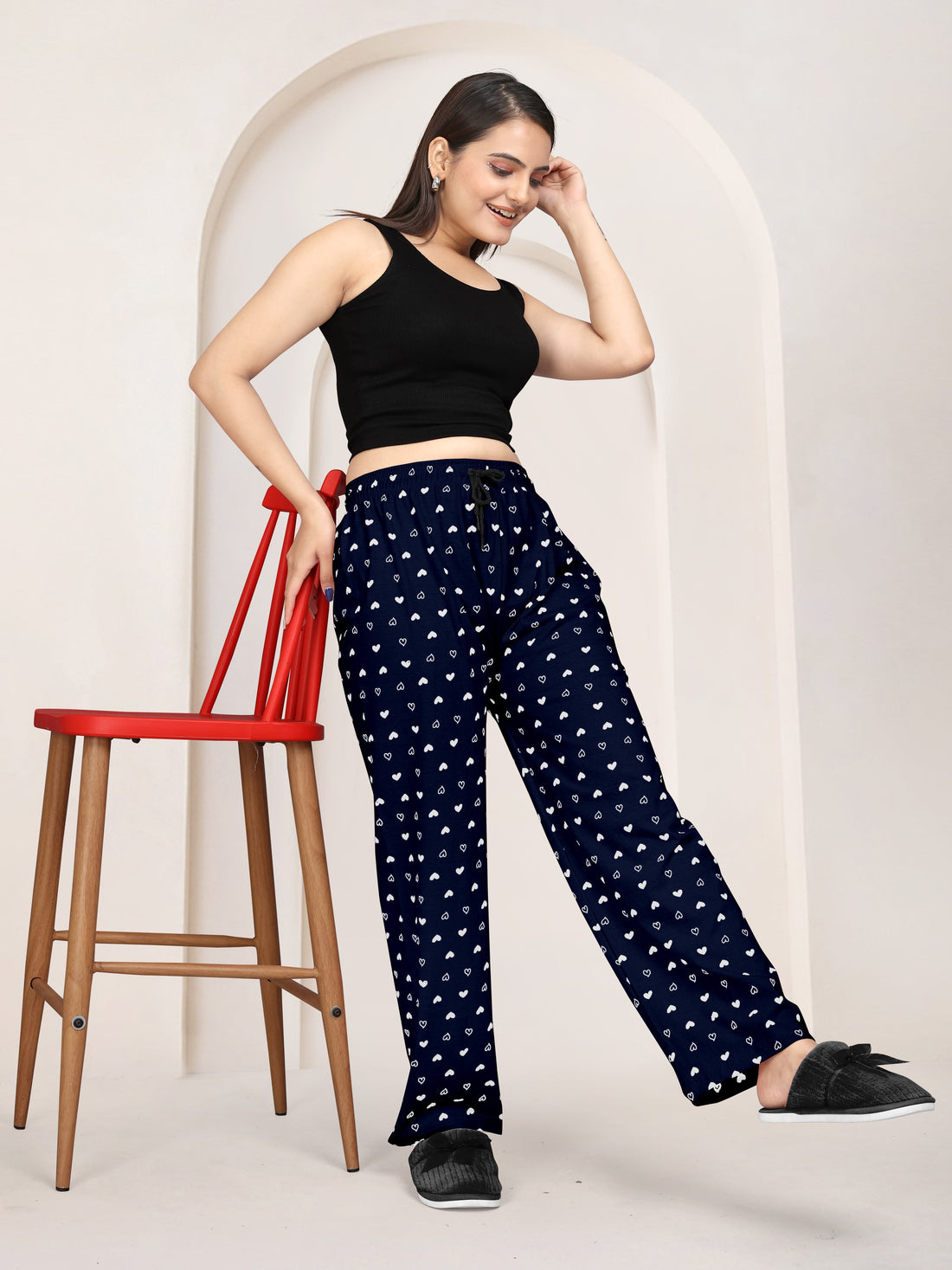 Women Printed Regular Fit Pyjamas(Navy Blue/Baby Pink)(Pack Of 2)