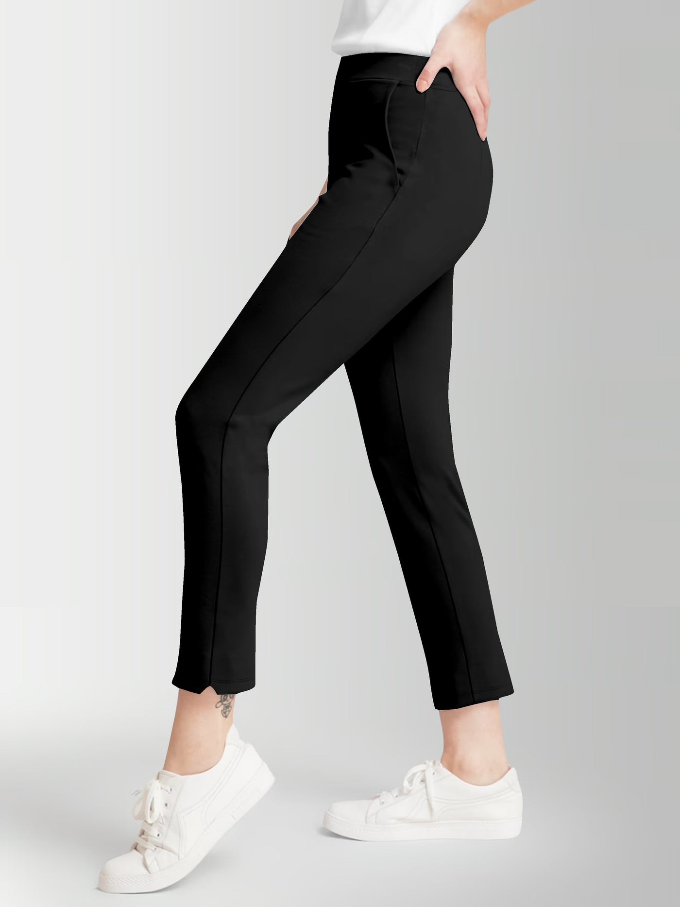 Women's Black Skinny Fit High Rise Clean Look Regular Length Stretchable Trouser.Track Pant.Jogger.Pant.Body Fit Pent.Formal Trouser.