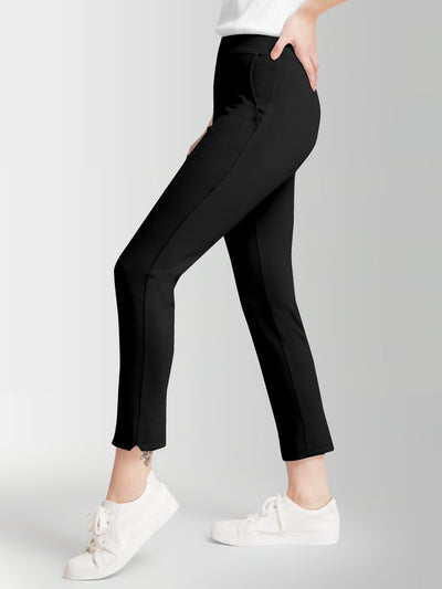 Women's Black Skinny Fit High Rise Clean Look Regular Length Stretchable Trouser.Track Pant.Jogger.Pant.Body Fit Pent.Formal Trouser.