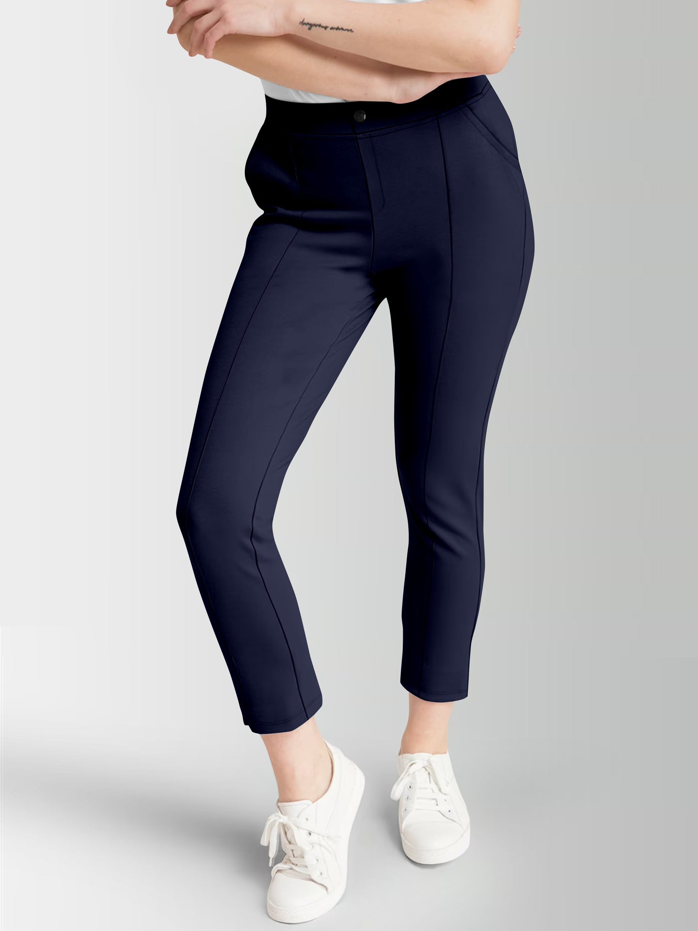 Women's Blue Skinny Fit High Rise Clean Look Regular Length Stretchable Trouser.Track Pant.Jogger.Pant.Body Fit Pent.Formal Trouser.