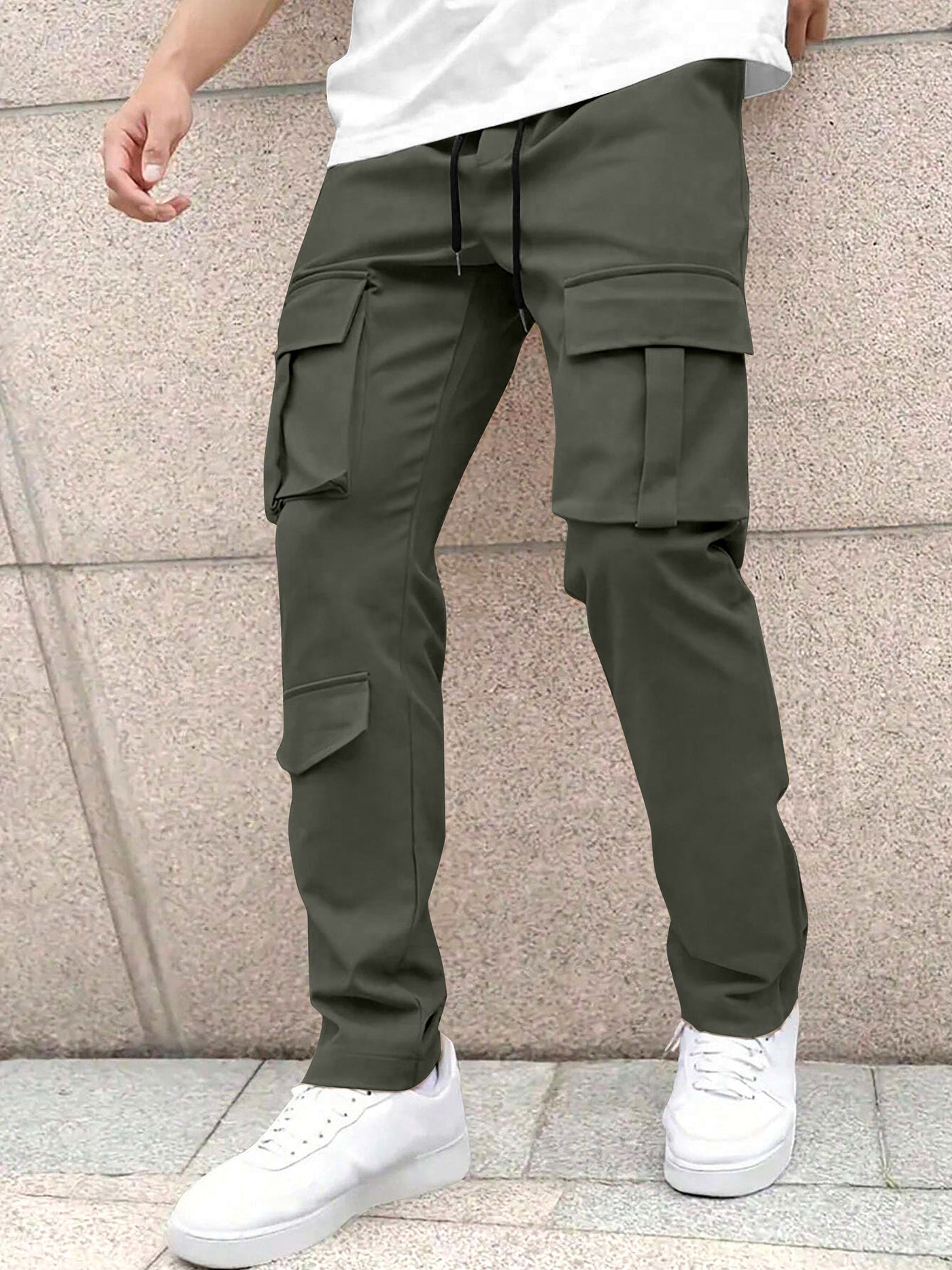 Men’s Classic Tie Pocket Track Pants.Men's Stretch Fit Trousers.Simple Casual Straight Leg Cargo Pants for Men.