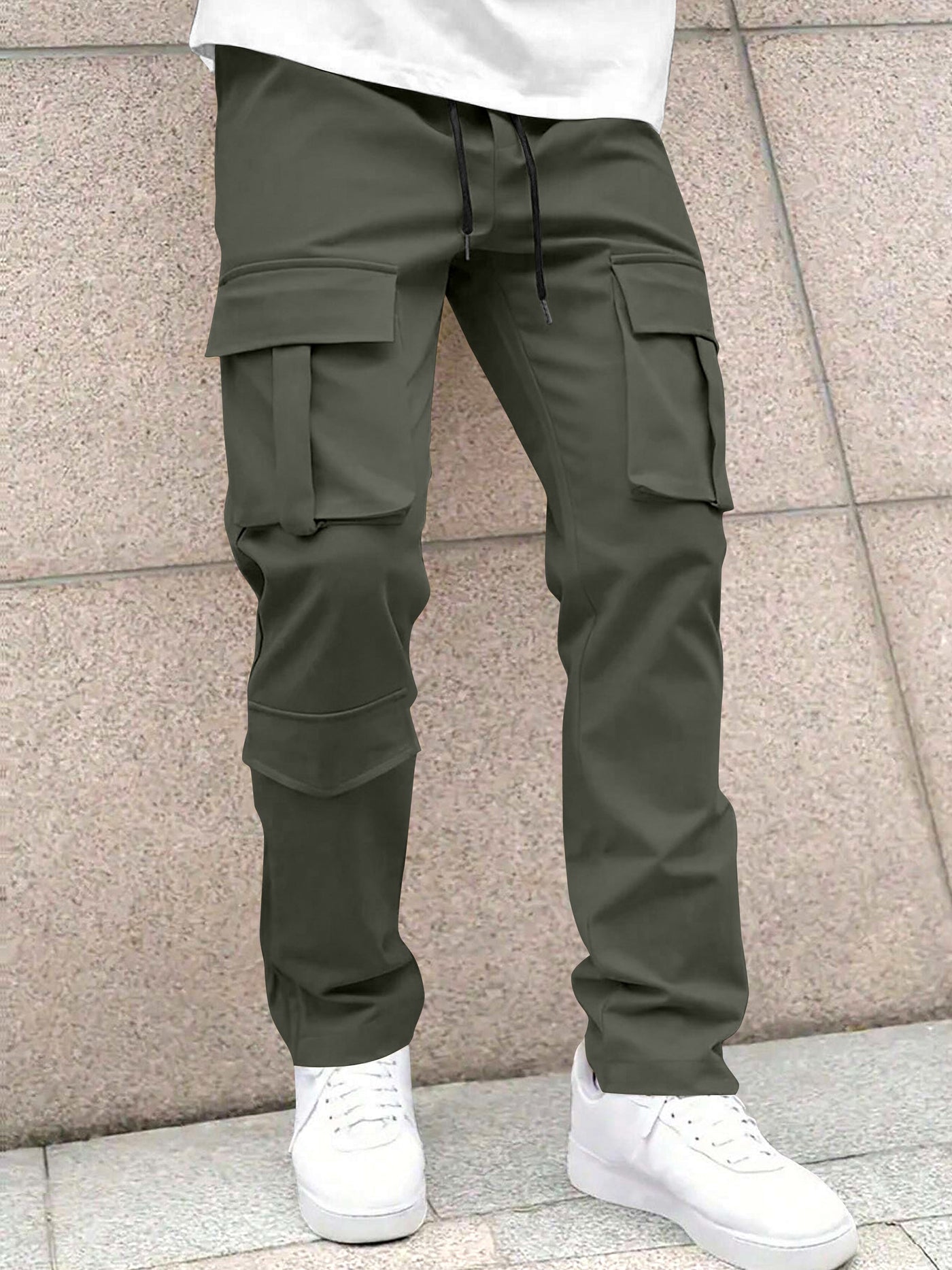 Men’s Classic Tie Pocket Track Pants.Men's Stretch Fit Trousers.Simple Casual Straight Leg Cargo Pants for Men.