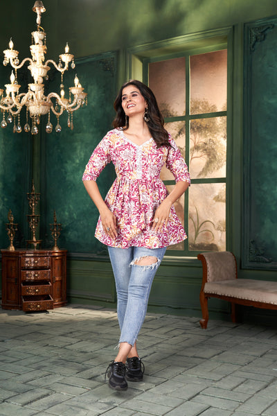 Soft & Stylish Pink Cotton Tops and Tunics for Women.