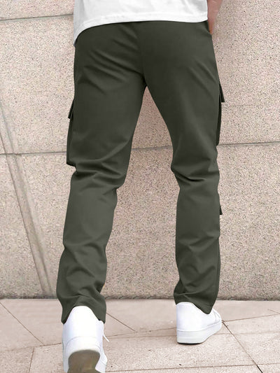 Men’s Classic Tie Pocket Track Pants.Men's Stretch Fit Trousers.Simple Casual Straight Leg Cargo Pants for Men.