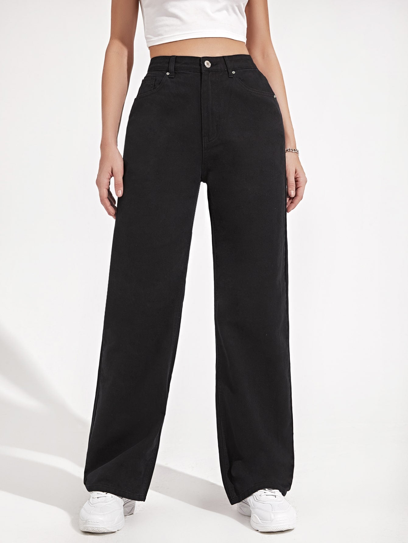 MEELANA Women's Wide Leg Fit High Rise Jeans