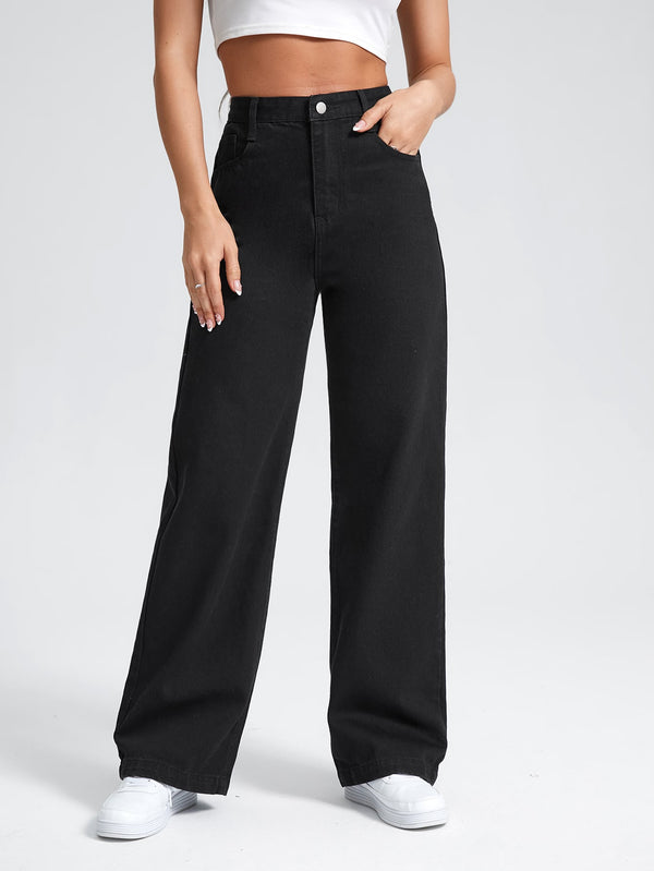 MEELANA Women's Wide Leg High Waist Distress Jeans