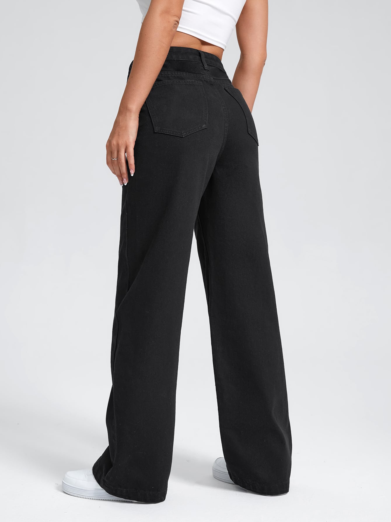 MEELANA Women's Wide Leg High Waist Distress Jeans