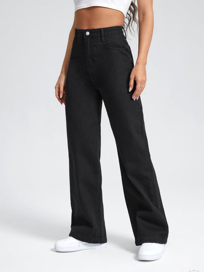 MEELANA Women's Wide Leg High Waist Distress Jeans