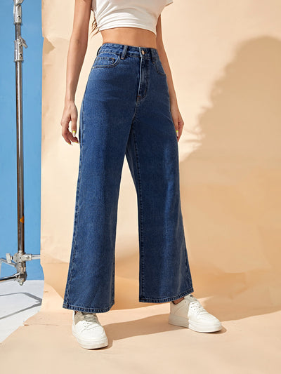 MEELANA Women's Wide Leg Fit High Rise Jeans