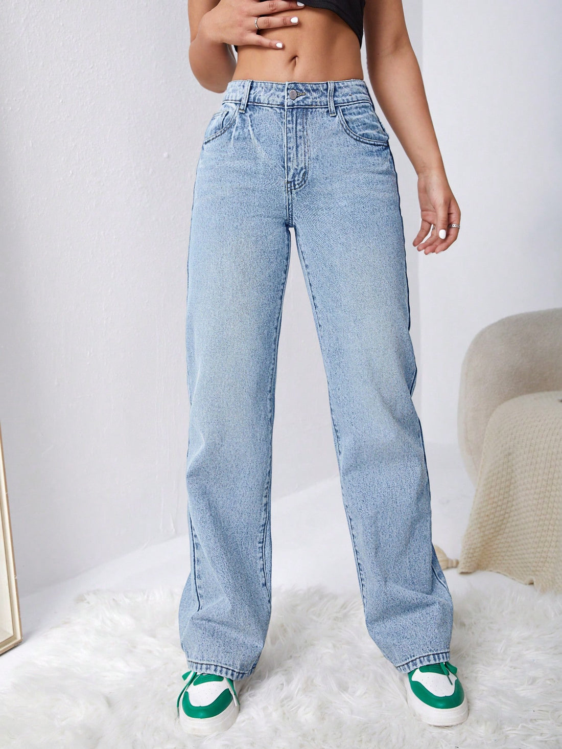 MEELANA Women's Whisker Wide Leg Jeans