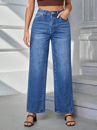MEELANA Women's Whisker Wide Leg Jeans